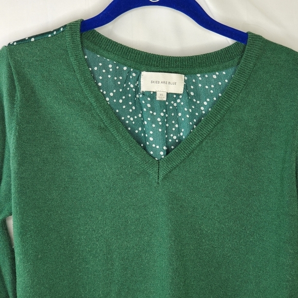 Anthro Skies are Blue Green V-Neck Sweater Blouse Size XS. - Picture 2 of 6